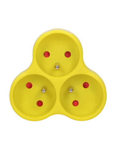 Rozgałęźnik 3x2P+Z, żółty