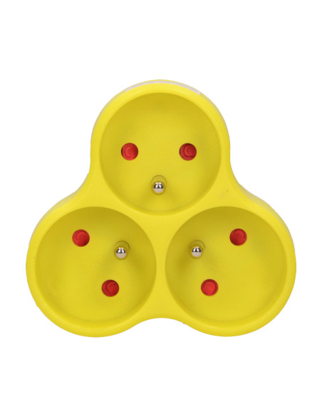 Rozgałęźnik 3x2P+Z, żółty