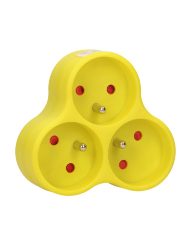 Rozgałęźnik 3x2P+Z, żółty