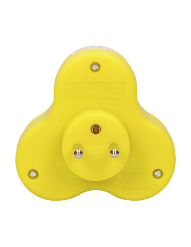 Rozgałęźnik 3x2P+Z, żółty
