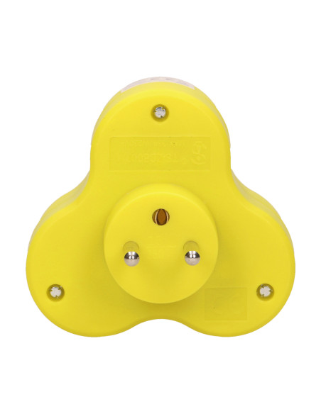 Rozgałęźnik 3x2P+Z, żółty