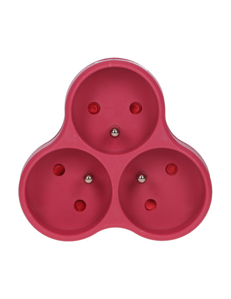 Rozgałęźnik 3x2P+Z, różowy