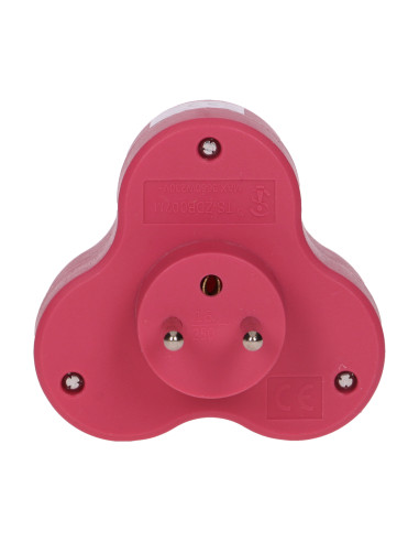 Rozgałęźnik 3x2P+Z, różowy