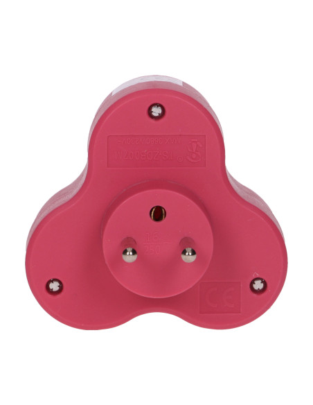 Rozgałęźnik 3x2P+Z, różowy
