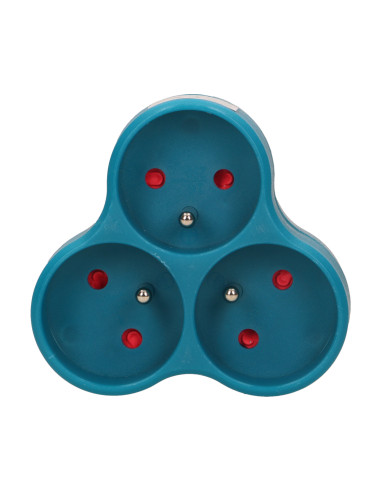 Rozgałęźnik 3x2P+Z, turkusowy