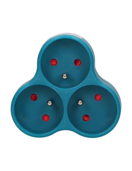 Rozgałęźnik 3x2P+Z, turkusowy