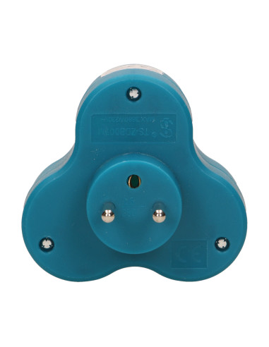 Rozgałęźnik 3x2P+Z, turkusowy