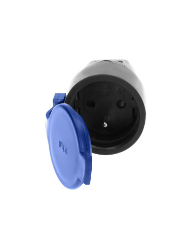 Gniazdo gumowe proste IP44 z uziemieniem, czarne