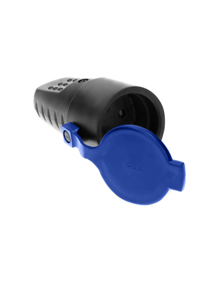 Gniazdo gumowe proste IP44 z uziemieniem, czarne