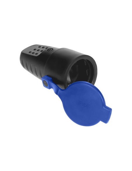 Gniazdo gumowe proste IP44 z uziemieniem, czarne, wersja schuko