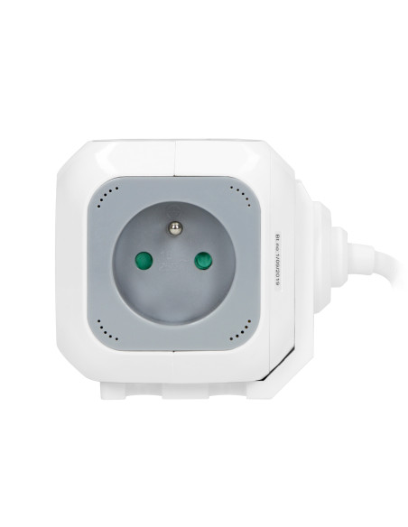 Przedłużacz 4 krotny 2P+Z, ładowarka 2xUSB, 1,4m H05VV-F 3x1mm², szaro-biały