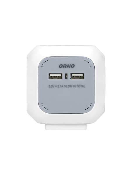 Przedłużacz 4 krotny 2P+Z (Schuko), ładowarka 2xUSB, 1,4m H05VV-F 3x1,5mm², szaro-biały