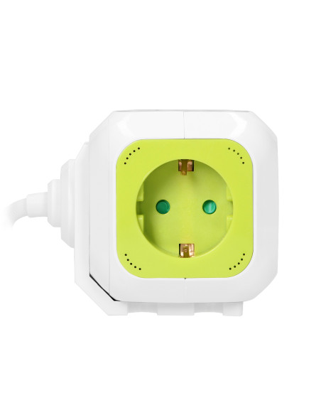 Przedłużacz 4-krotny(Schuko) z ładowarką 2xUSB 1,4m limonkowy