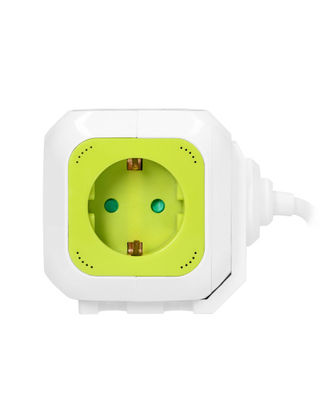 Przedłużacz 4-krotny(Schuko) z ładowarką 2xUSB 1,4m limonkowy