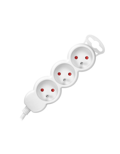 Przedłużacz 3-krotny 2P+Z, 3m H05VV-F 3x1,0mm²,...