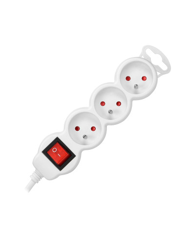 Przedłużacz 3-krotny 2P+Z z wyłącznikiem, 1,5m...