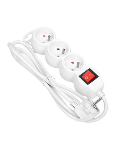 Przedłużacz 3-krotny 2P+Z, z wyłącznikiem, 3m...