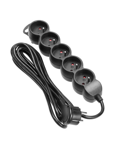 Przedłużacz 5-krotny 2P+Z, 3m H05VV-F 3x1,0mm²,...