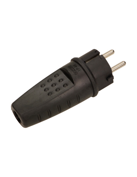 Wtyczka gumowa prosta IP44, czarna