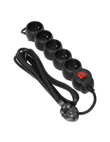 Przedłużacz 5-krotny 2P+Z, z wyłącznikiem, 3m...