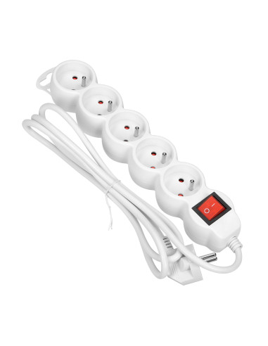 Przedłużacz 5-krotny 2P+Z, z wyłącznikiem, 3m...