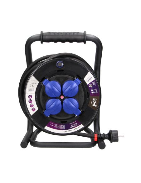  Przedłużacz bębnowy profesjonalny IP44, 4 gniazda 2P+Z (schuko), kabel gumowy olejoodporny, H07RN-F 3x2,5mm²,...