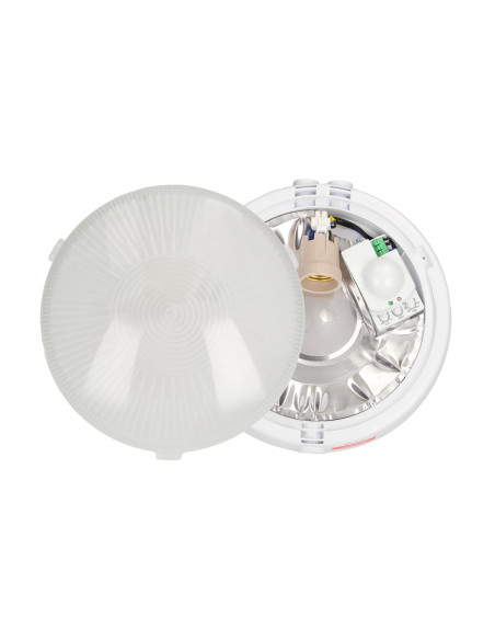 8080T/MAT-RIVA/MS, oprawa oświetleniowa z mikrofalowym czujnikiem ruchu, 100W, E27, IP44, szkło matowe, dławice