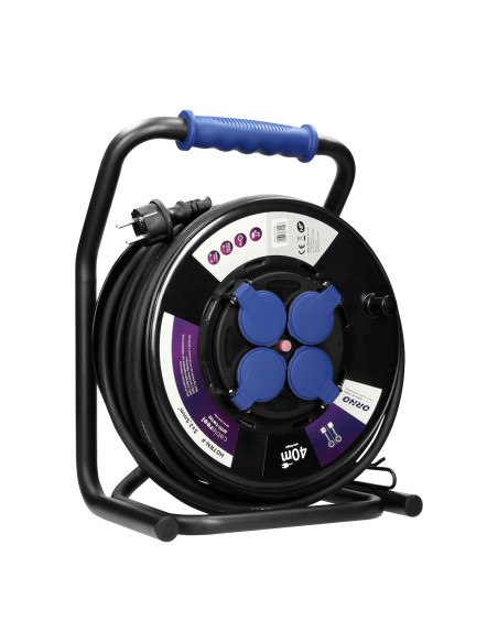  Przedłużacz bębnowy profesjonalny IP44, 4 gniazda 2P+Z, kabel gumowy olejoodporny, H07RN-F 3x2,5mm², długość -...