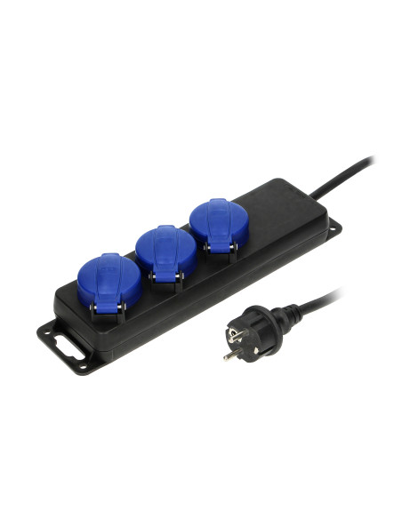Przedłużacz warsztatowy bryzgoszczelny IP44, 3 gniazda 2P+Z IP44, przewód gumowy, H05RR-F 3x1,5mm², długość 5m