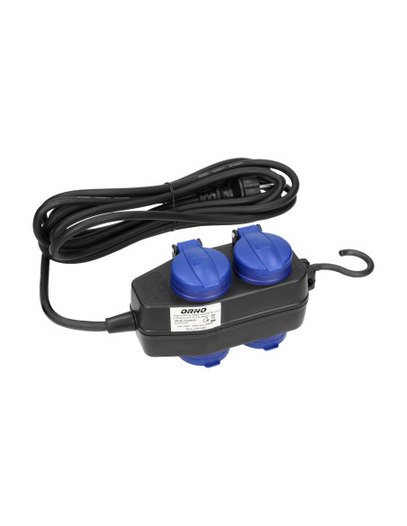  Przedłużacz warsztatowy bryzgoszczelny IP44, 4 gniazda (2+2) 2P+Z (schuko) IP44, przewód gumowy, H05RR-F 3x1,5,...