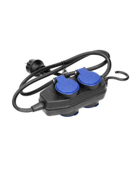  Przedłużacz warsztatowy bryzgoszczelny IP44, 4 gniazda (2+2) 2P+Z IP44, przewód gumowy, H05RR-F 3x1,5mm², długość...