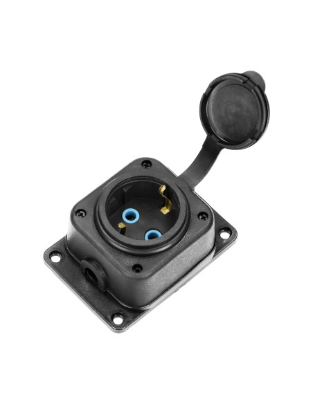  Rozgałęźnik bryzgoszczelny i odporny na uderzenia, IP44, 1 gniazdo 2P+Z, 16A, 230V AC, gumowy, uniepalniony, wersja...