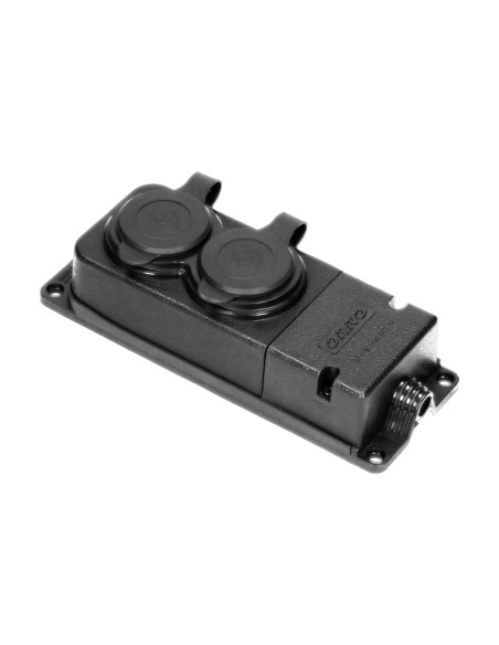  Rozgałęźnik bryzgoszczelny i odporny na uderzenia, IP44, 2 gniazda 2P+Z, 16A, 230V AC, gumowy, uniepalniony, wersja...