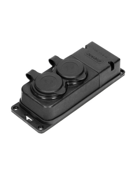  Rozgałęźnik bryzgoszczelny i odporny na uderzenia, IP44, 2 gniazda 2P+Z, 16A, 230V AC, gumowy, uniepalniony, wersja...