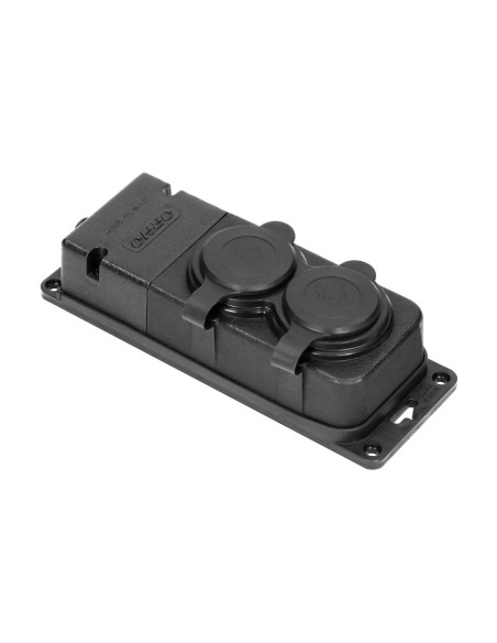  Rozgałęźnik bryzgoszczelny i odporny na uderzenia, IP44, 2 gniazda 2P+Z, 16A, 230V AC, gumowy, uniepalniony, wersja...