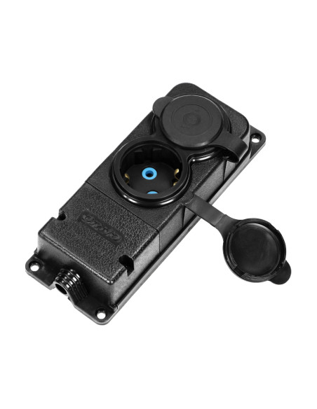  Rozgałęźnik bryzgoszczelny i odporny na uderzenia, IP44, 2 gniazda 2P+Z, 16A, 230V AC, gumowy, uniepalniony, wersja...