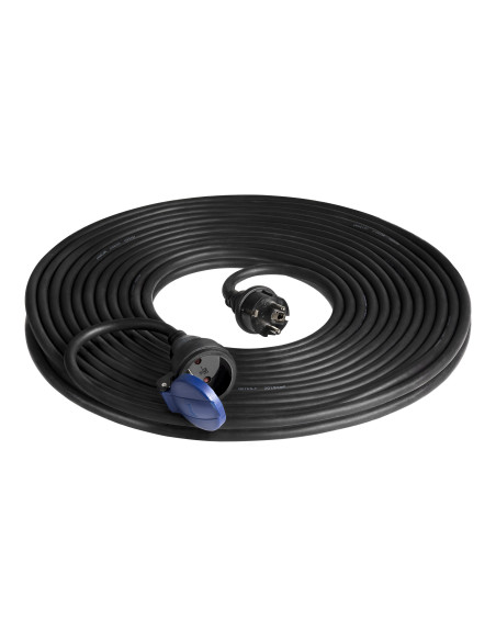 Przedłużacz warsztatowy bryzgoszczelny IP44, 1x2P+Z 20m,kabel gumowy olejoodporny H07RN-F 3x1,5mm², 230VAC/16A
