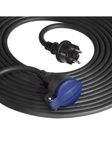 Przedłużacz warsztatowy bryzgoszczelny IP44, 1x2P+Z 30m, kabel gumowy olejoodporny H07RN-F 3x1,5mm², 230VAC/16A