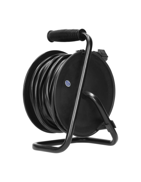 Przedłużacz bębnowy MINI, 4 gniazda 2P+Z (schuko), metalowy stojak, polwinit H05VV-F 3x1mm² - 15m