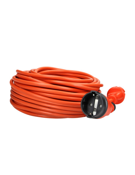 Przedłużacz ogrodowy pomarańczowy zalewany, 1x2P+Z (Schuko) 25m, H05VV-F 3x1,5mm2, 230VAC/16A , PRODUKT POLSKI