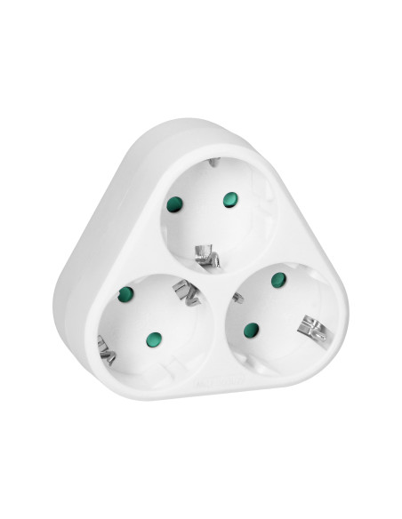 Rozgałęźnik trójkątny 3x2P+Z (Schuko), biały