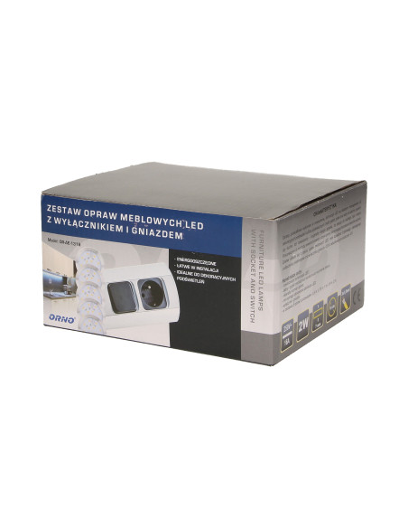 Zestaw opraw meblowych LED z wyłącznikiem i gniazdem 1x2P+Z