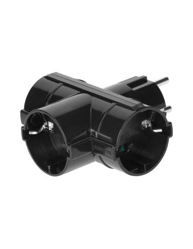 Rozgałęźnik 3x2P+Z (Schuko), czarny