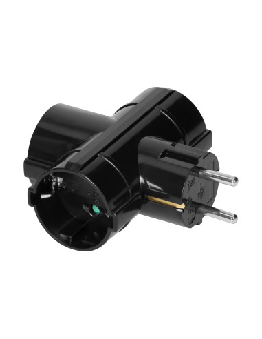 Rozgałęźnik 3x2P+Z (Schuko), czarny