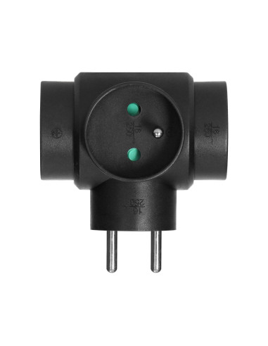 Rozgałęźnik 3x2P+Z, czarny