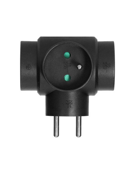 Rozgałęźnik 3x2P+Z, czarny