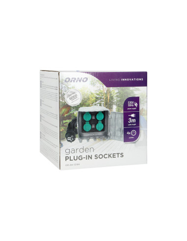  Gniazdo ogrodowe KAMIEŃ, 4x2P+Z, kabel gumowy...