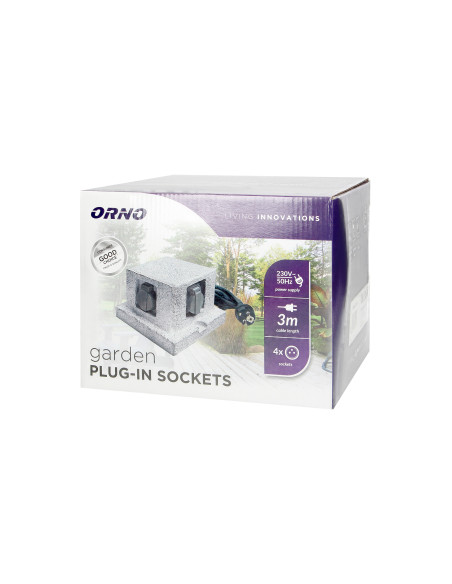 Gniazdo ogrodowe SŁUPEK, 4x2P+Z (schuko), kabel gumowy H07RN-F 3x1,5mm², 3m