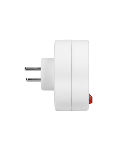 Rozgałęźnik 2x2P+Z z włącznikiem, biały