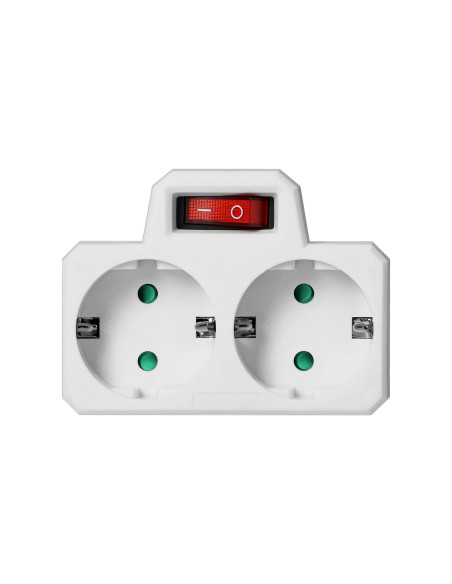 Rozgałęźnik 2x2P+Z (Schuko) z włącznikiem, biały